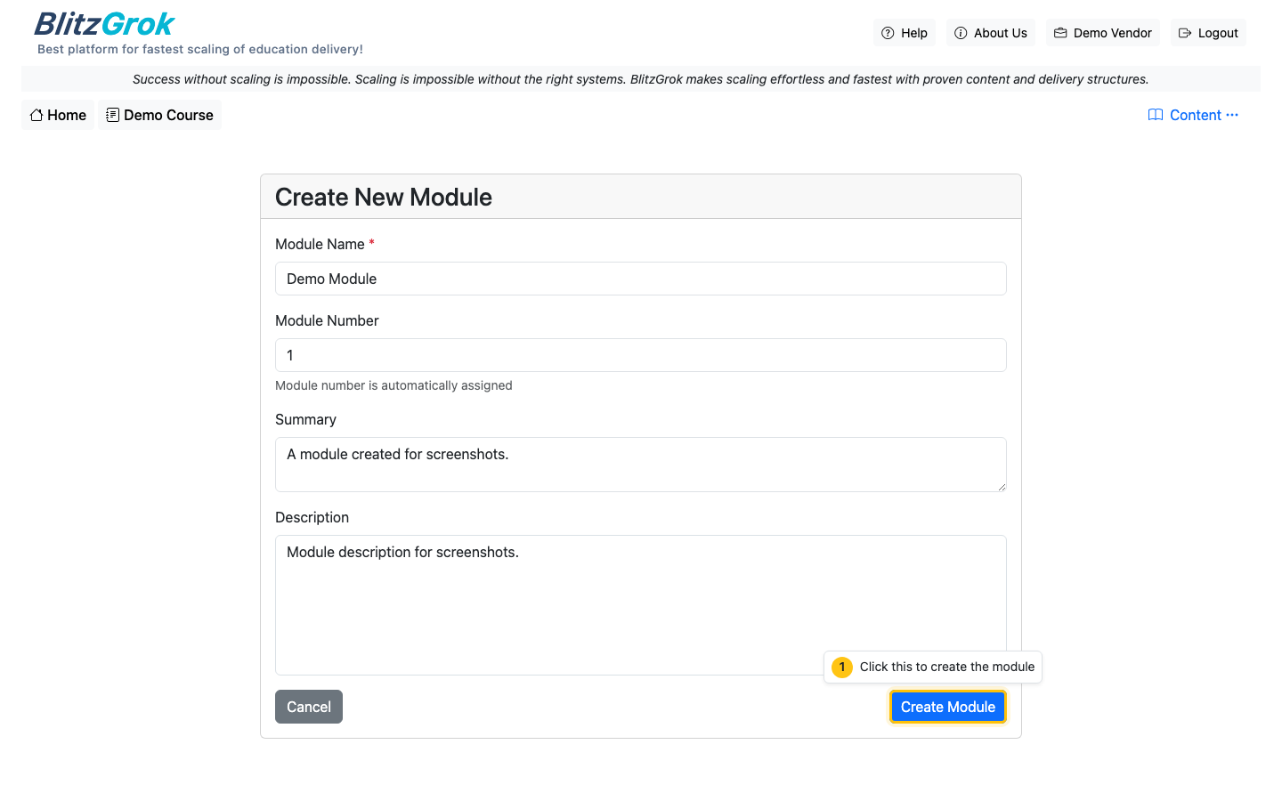 Module create form